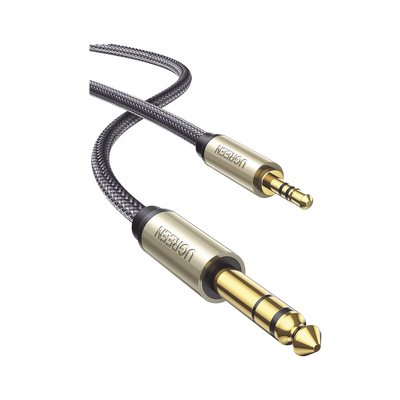 Cable Audio Estéreo 3.5mm (1/8\") TRS a 6.35mm (1/4\") TS / 1 Metro / Audio de Hi-Fi / Trenza de Nylon / Blindaje Múltiple / Caja de Aleación Zinc / Núcleo de Cobre Puro / Compatibilidad Universal
