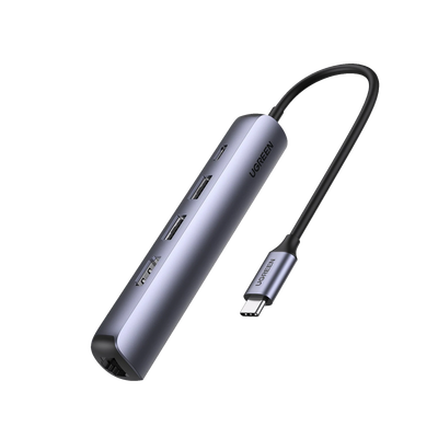 Docking Station USB-C / 5 en 1 / HDMI 4K@60Hz / 2 USB-A 3.1 5 Gbps / RJ45 Gigabit / PD 100W / Aluminio