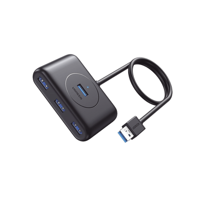 HUB USB-A 3.0 4 en 1 | 4 Puertos USB-A 3.0 (5Gbps) | Entrada USB-C (PD 5V2A) | Cable de 1 Metro | Indicador Led | Ideal para Transferencia de Datos | Entrada USB-C para alimentar equipos de mayor c