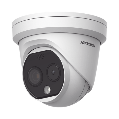 Turret IP Dual / Térmica 1.8 mm (160 x 120) / Óptico 2 mm (4 Megapixel) / DETECCIÓN DE PERSONAS 53 m /15 mts IR / Exterior IP67 / PoE / Termométrica / Detección de Fuego / Detección de Te / Micro S