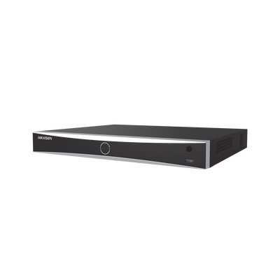 NVR 12 Megapixel (4K) / 16 Canales IP / 16 Puertos PoE+ / Reconocimiento Facial / AcuSense (Evita Falsas Alarmas) / 2 Bahías de Disco Duro / Switch PoE 300 mts / HDMI en 4K / Alarmas I/O / 300 Metr