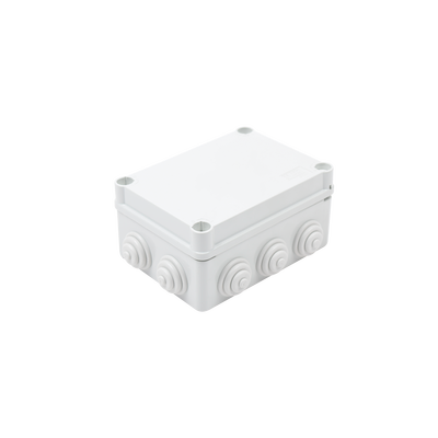 Caja Estanca de PVC Para Derivación y Conexión, 10 Entradas, Tapa con Tornillo de 1/4\" de Vuelta, 150x110x70 mm (Área interna), Uso Exterior IP55, Material que no Propaga el Fuego y Libre de Hálog