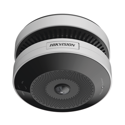 (HikFire) Mini Fisheye IP 4 Megapixel con Detector de Humo Puntual / Autónomo / Entrada y Salida de Alarma / 15 mts IR / PoE / WDR 120 dB / Alarma de 85 dB / MicroSD 128GB / Compatible con Hik-Con