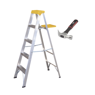 Kit Escalera y Martillo / 1.85 m (6.07 ft) / 90 kg / Aluminio / Martillo 16 oz