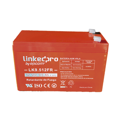 Batería de respaldo 12 V | 9.5 Ah | AGM | Certificada UL94-V0 Retardante a la Flama | Especial para Seguridad Electrónica | UPS | Sistemas de Emergencia | Vida útil 5 años | Terminales F1 + Ad