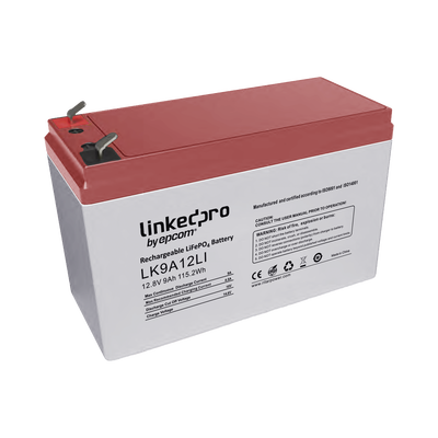 Batería de Litio 12.8 Vcc / 9 Ah / Tecnología LiFePO4 /2000 Ciclos de Vida/ Para uso en equipo electrónico, UPS (litio) / Incendio/ Control de acceso / Video Vigilancia / Terminales F1 ( Incluye ad