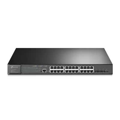 Switch L2+ Omada PoE+ / 24 Puertos PoE+ 10/100/1000 Mbps / 4 Puertos SFP+ 10G / 2 Puertos Consola (RJ45 y microUSB) / Administración Centralizada Omada o Stand-Alone / Multicast IGMP / Presupuesto