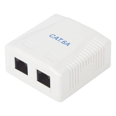 Caja de Pared con 2 Puertos, Incluye 2 Jacks UTP Cat6A