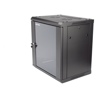 Gabinete para Montaje en Pared - Piso / Puerta de Cristal Templado / Cuerpo Fijo / 12 Unidades de Rack / 19\" / Fabricado en Acero