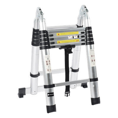 Escalera Telescópica de Aluminio Tipo Tijera de 1.9 + 1.9 Metros de Altura