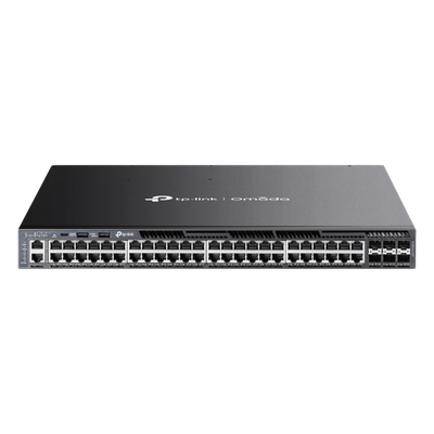 Switch Omada L3 SDN Administrable / 48 puertos Gigabit y 6 puertos SFP+ / Presupuesto PoE 1440 W / Funciones RIP, VRRP, Servidor DHCP / Administración centralizada OMADA / Fuente Redundante