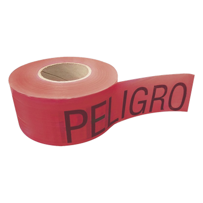 Cinta para barricada \"PELIGRO\" de 100 m y ancho de 3\".