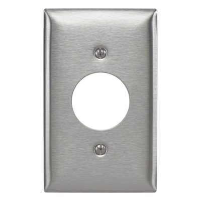 Placa para Receptáculo Sencillo de 15 y 20 A de Entrada Recta y para Receptáculo de 15 A de Media Vuelta/ 1.4\" (35.56 mm) / Acero Inoxidable.