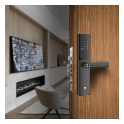Cerradura Digital JULIUS / Sensor de Huella con Inteligencia Artificial / Registro de 100 Huellas y 100 Códigos / Bloqueo Automático / Modo Niños / IP54 / Incluye 2 Llaves de Alta Seguridad y 4 Tar