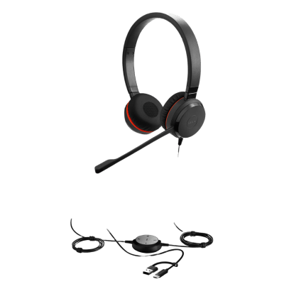Auricular Profesional UC / Cancelación de Ruido Avanzada / Conexión Dual USB-C/A y 3.5 mm / Micrófono con Supresión de Ruido de Fondo / Controlador en Cable con LED / Almohadillas para Uso Prolonga