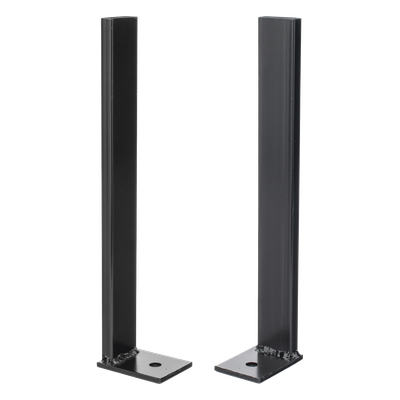 Pies Base para Escalera Tubular de 1.5\" de Peralte y 12\" de Ancho, Acabado con Pintura Epóxica Color Negro, Ideal para la Fijación de la Estructura al Suelo o Superficies de Apoyo