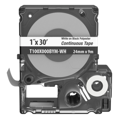 Casete MP, Cinta Continua, Pol., 1 W x 30 L, Blanco/Negro