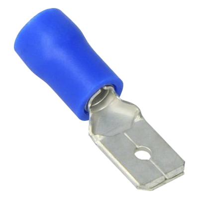 Terminal tipo macho aislada / 16 - 14 AWG / Azúl / Paquete de 25 piezas.