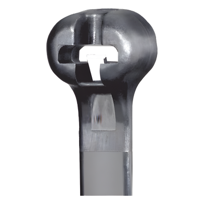 Cincho de Nylon 6.6 Dome-Top®, Con Lengüeta de Bloqueo de Acero Inoxidable, 620 mm largo x 7mm ancho, Color Negro, Exterior Resistente a Rayos UV, Paquete de 100pz