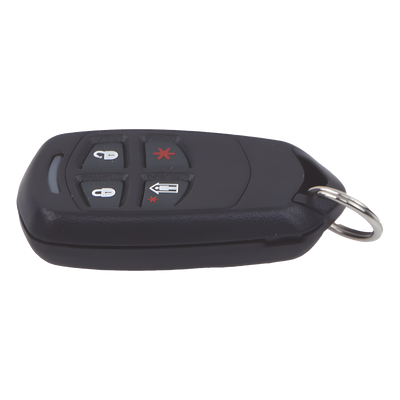 Control remoto inalámbrico tipo llavero de 4 botones con funciones programables para sistemas de alarma