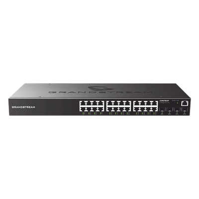 Switch Gigabit Administrable / 24 puertos 10/100/1000 Mbps + 4 Puertos SFP Uplink / Compatible con GWN Cloud.
