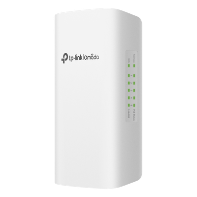 Switch PoE Omada Para Exterior / 1 Puerto PoE++ IN 802.3 af/at/bt / 4 Puertos PoE+ OUT Gigabit / Adminstración Centralizada Omada