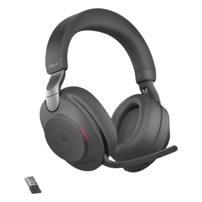Jabra Evolve2 85, Auricular stereo versión MS con cancelación de ruido activa, dongle USB-A indicador de ocupado (Busylight)(28599-999-999)