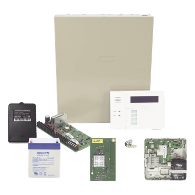 Kit de panel de alarma con 8 zonas cableadas, 40 zonas inalámbricas, comunicador celular dual y módulo Wi-Fi/Z-Wave incluido