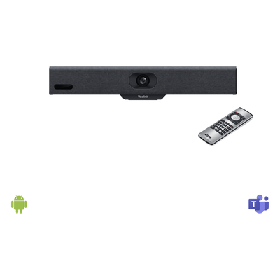 Barra de Videoconferencia A10 de Yealink para Salas Pequeñas con Android Integrado para Microsoft Teams y Modo BYOD - Incluye Control Remoto