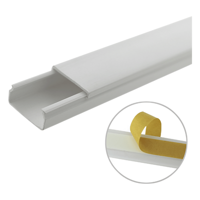 Canaleta blanca de PVC auto extinguible, sin división, 20 x 10 mm, tramo de 6 pies, con cinta adhesiva (5101-21262)