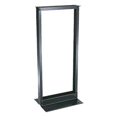 Rack de Dos Postes Estándar de 19 in, Rieles Numerados y Roscados #12-24, Fabricado en Aluminio, 24 Unidades de Rack, Color Negro
