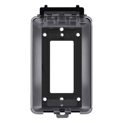 Caja Protectora de Contactos para Exterior / Policarbonato de Alto Impacto / Protección NEMA 3R / 127V 15A 60Hz / Tapa Transparente Base Negra / Resistente a Intemperie UV