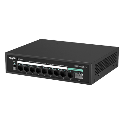 Switch PoE+ no Administrable, hasta 120 Watts, no administrable, 8 puertos PoE+, 2 Uplink Gigabit Ge / SFP