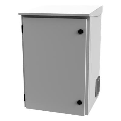 Gabinete de Exterior con Rack de 19\" de 16U con Ventiladores y Termostato, Se envía el Gabinete Armado. (Montaje a poste o torre se vende por separado).