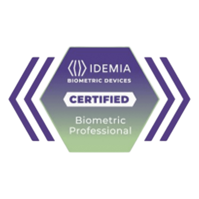 Certificado Idemia Profesional Biométrico , membresía de 2 años con acceso al módulo de ventas 24/7 a la plataforma de aprendizaje de dispositivos biométricos de IDEMIA.