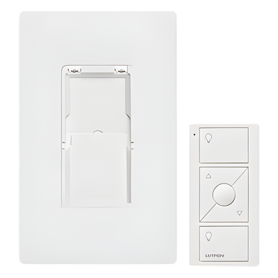 Kit de control Pico inalámbrico de 3 botones con subir/bajar para montaje en pared, incluye adaptador y placa Claro, para Caseta Wireless, RadioRA 2 y HomeWorks QS