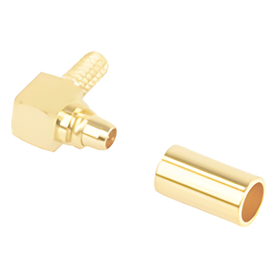 Conector MMCX Macho en A/R de Anillo Plegable para RG-174/U, BELDEN 8216, Oro/ Oro/ Teflón.