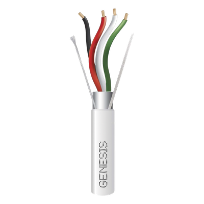 Bobina de 305 Metros (1000 Pies) de Cable 4 x 22 AWG BLINDADO / RISER / Color Blanco / Para Aplicaciones de Audio, Seguridad y Control