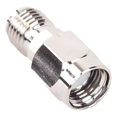 Adaptador en Línea de Conector SMA Macho Inverso a SMA Hembra, Níquel/ Oro/ Teflón.