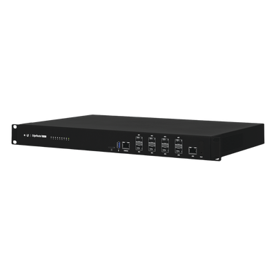 EdgeRouter INFINITY de 8 puertos SFP+ 10 G + 1 puerto RJ45 Gigabit, throughput 80 Gbps, 16 núcleos y 16 GB RAM , fuentes de alimentación modulares Hot-Swappable