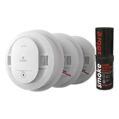 Kit de 20 Detectores de Humo Autónomos KIDDE con Batería 10 Años / Probador SABRE SDI / Fotoeléctrico / Alarma 85 dB