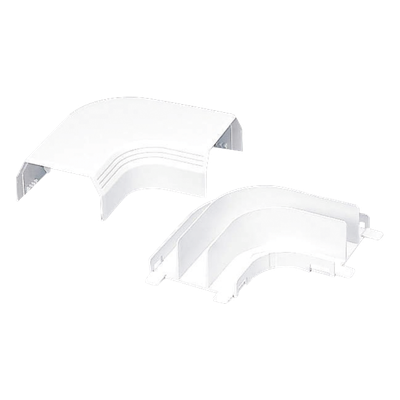 Curva de radio controlado, para uso con canaleta T45, Material PVC Rígido, Color Blanco Mate
