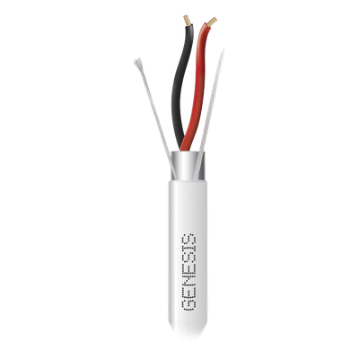 Bobina de 305 Metros (1000 Pies) de Cable 2 x 22 AWG BLINDADO / RISER / Color Blanco / Para Aplicaciones de Audio, Seguridad y Control
