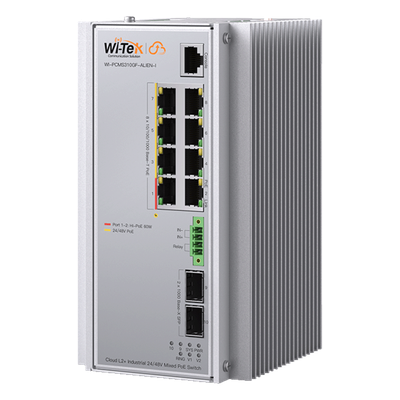 Switch Industrial Administrable Gigabit con 2 Puertos PoE bt + 6 Puertos PoE af/at o 24 V Pasivo + 2 SFP Gigabit, 240 W