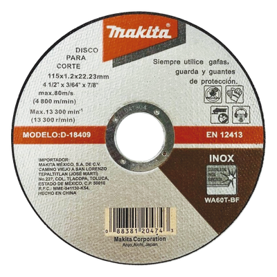 Disco de Corte de 7/8\" de acero inoxidable, diámetro de 4-1/2\"