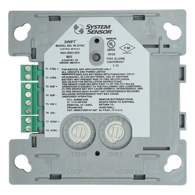Módulo de Sincronización Inalámbrico / Compatible con Paneles Notifier, Fire-Lite, Silent Knight y Farenhyt / Incluye Baterías