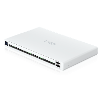 UISP Switch Pro – Switch PoE de 220 W (27 V) con 24 Puertos GbE, 16 Puertos PoE Pasivo 27 V y 4 Puertos SFP+ 10G