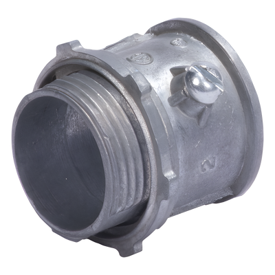 Conector 1 1/4\" (32mm) pared delgada con tornillo galvanizado etiqueta verde