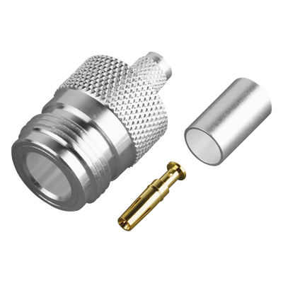 Conector N Hembra de Anillo Plegable para Cable PROFLEX ó Grupo P, Plata/ Oro/ Teflón.