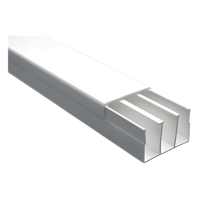 Canaleta sin troquel con tapa color blanco de PVC auto extinguible, 40 x 62 tramo 2.5m (6301-01251)